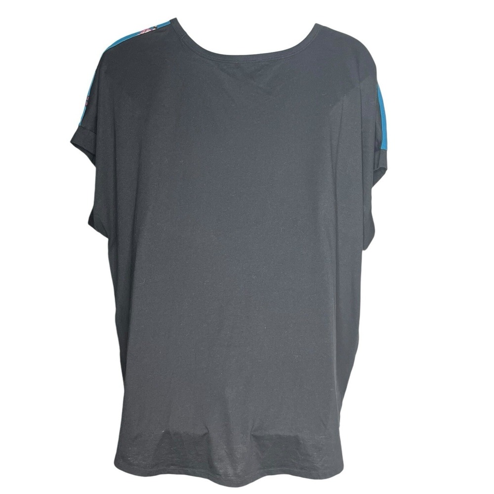 Lane Bryant Womens 26/28 Teal Floral Mixed Media Dolman Short Sleeve Tunic Top‎ - Picture 16 of 16